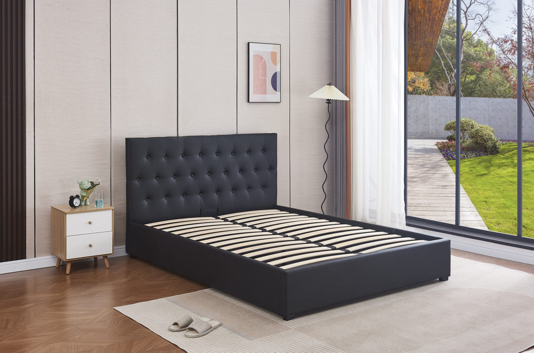 Fewa PU Leather Queen Gas Lift Storage Bed Frame