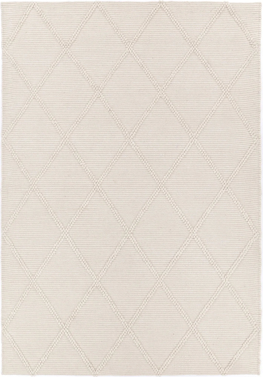 Goa Lattice Wool Blend Cream Rug (No Tassel) - DLB Furniture