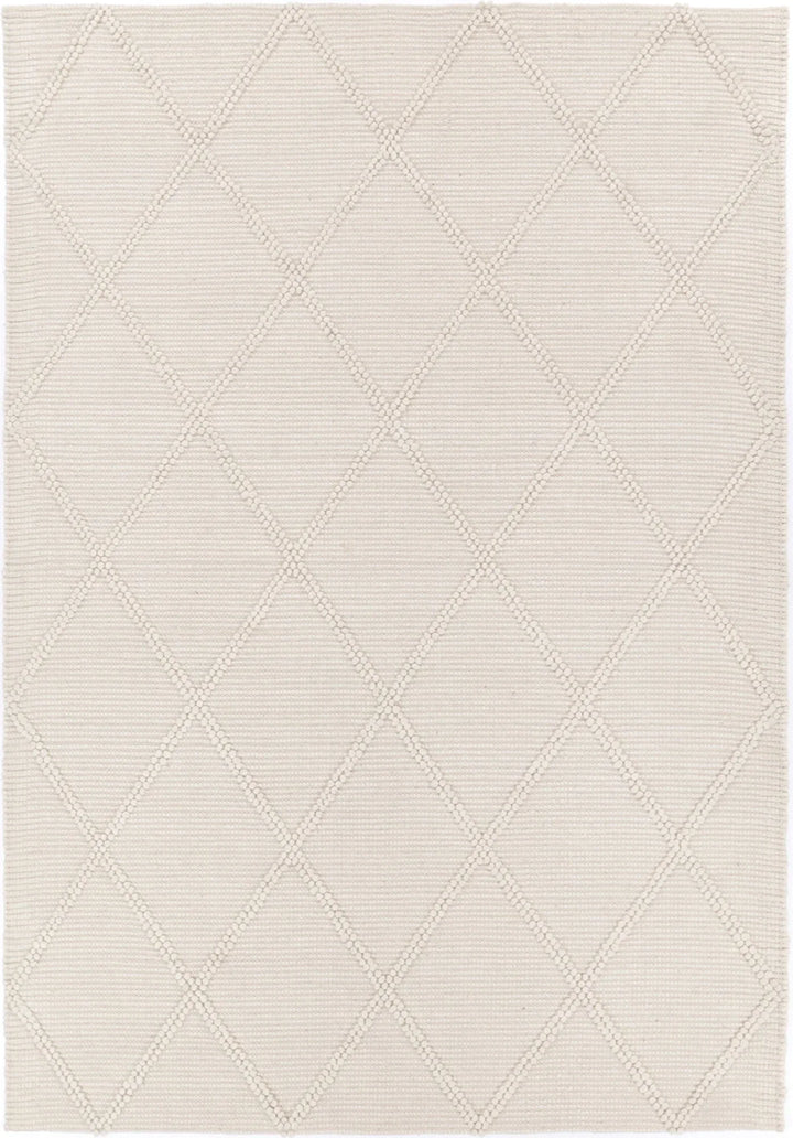 Goa Lattice Wool Blend Cream Rug (No Tassel) - DLB Furniture