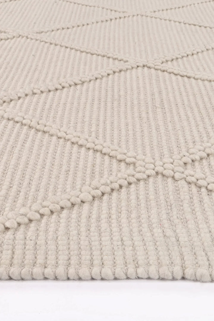 Goa Lattice Wool Blend Cream Rug (No Tassel) - DLB Furniture