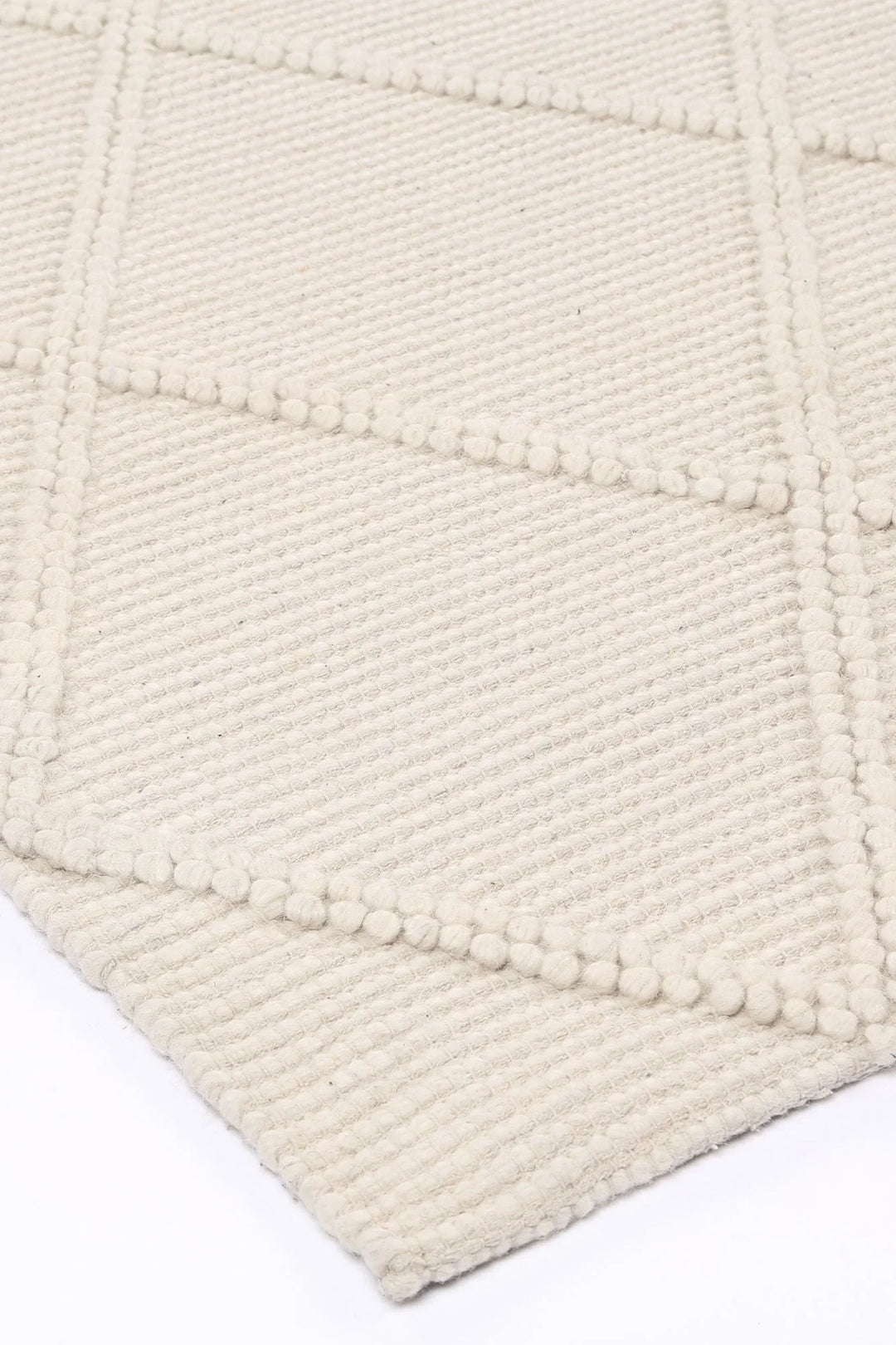 Goa Lattice Wool Blend Cream Rug (No Tassel) - DLB Furniture