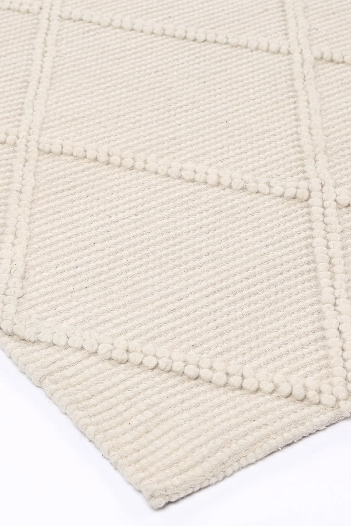 Goa Lattice Wool Blend Cream Rug (No Tassel) - DLB Furniture