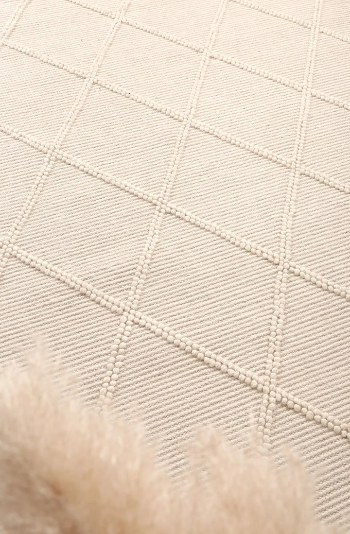 Goa Lattice Wool Blend Cream Rug (No Tassel) - DLB Furniture