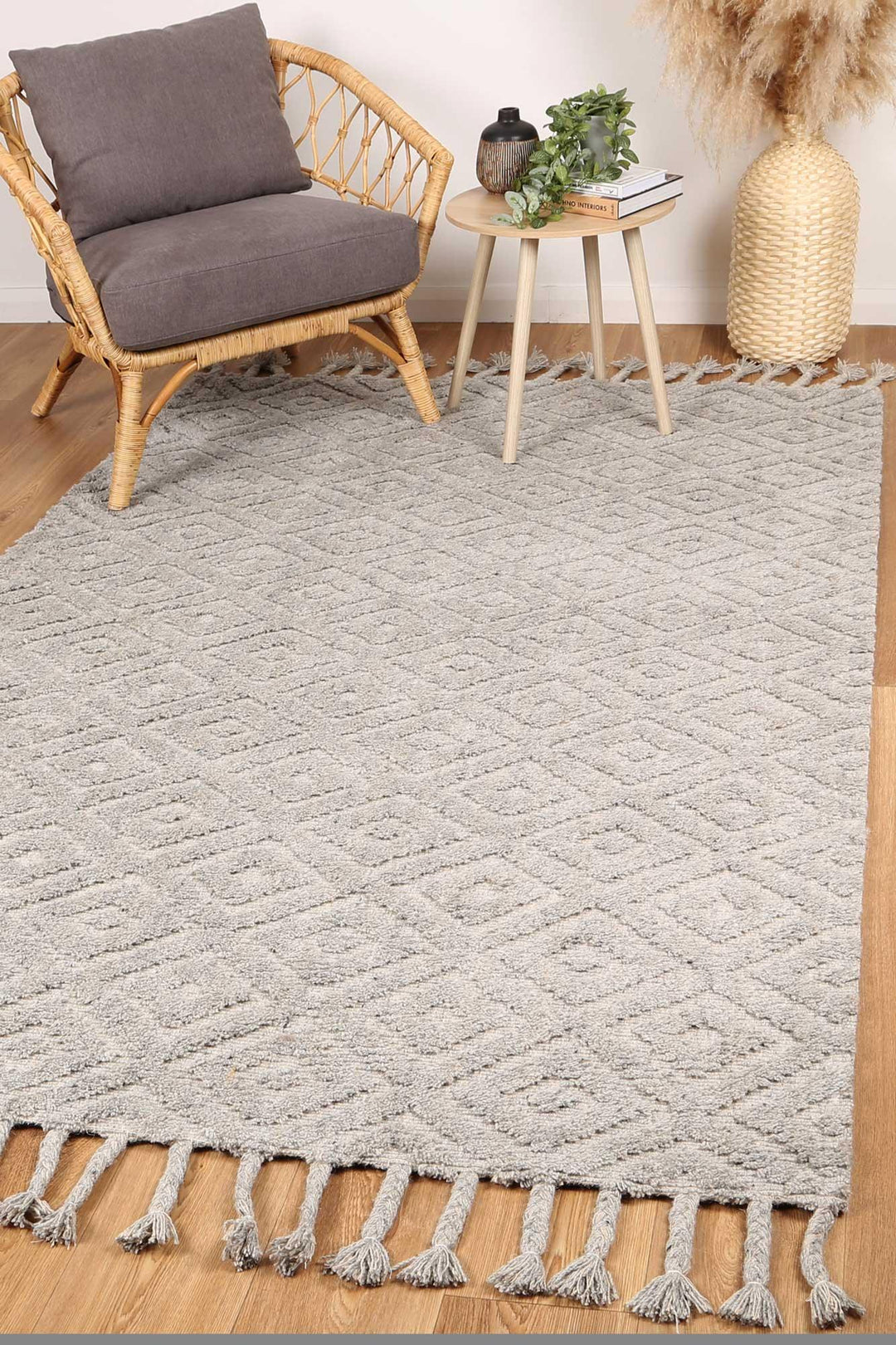 Goa Diamond Wool Blend Grey Rug - DLB Furniture