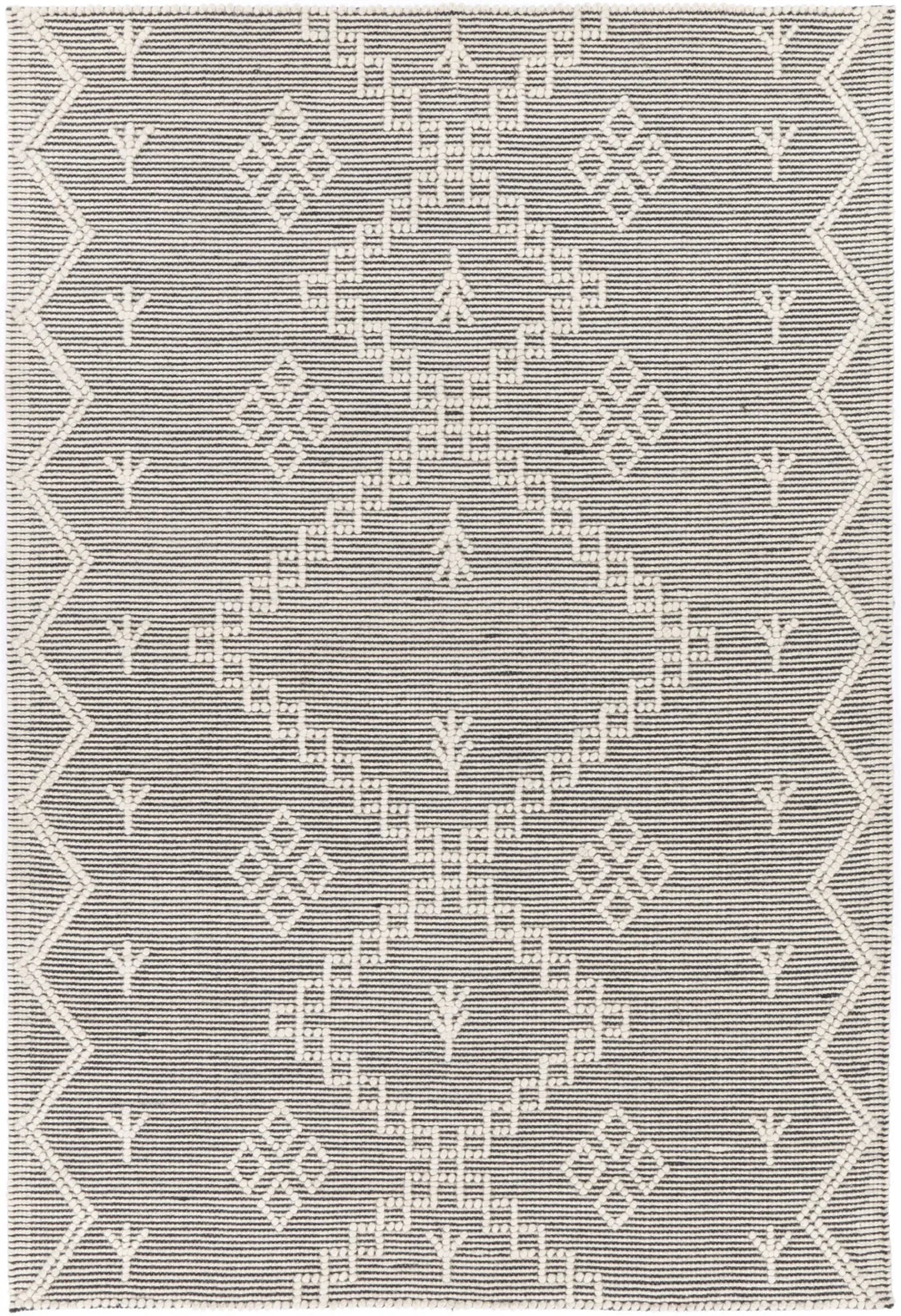 Goa Aztec Wool Blend Cream Rug (No Tassel) - DLB Furniture
