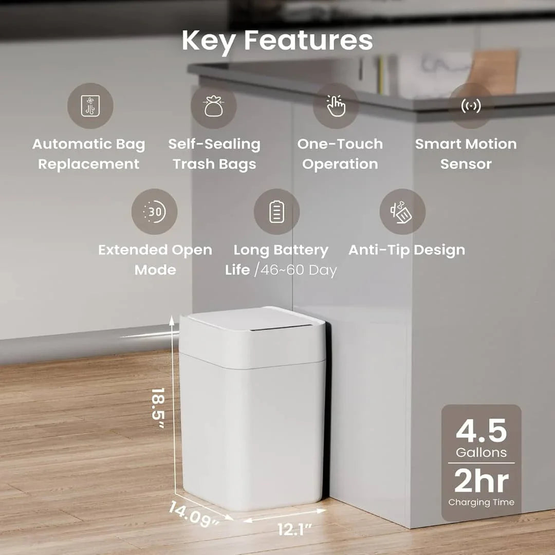 Automatic Smart Trash Can with Sensor for Self-Packaging and Bag Changing - DLB Furniture