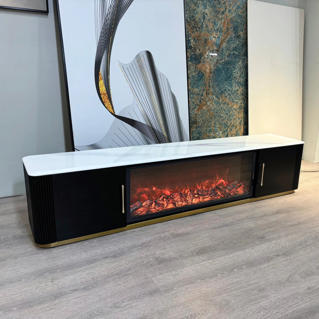 Arcadia Luxury LED Fireplace TV unit super crystalline stone - DLB Furniture