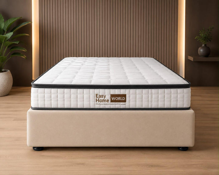 Bed Base Solid Timber Slats Beige Velvet