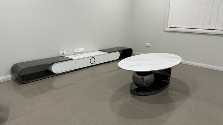 Belinda Metallic Grey TV Unit and Coffee Table Set