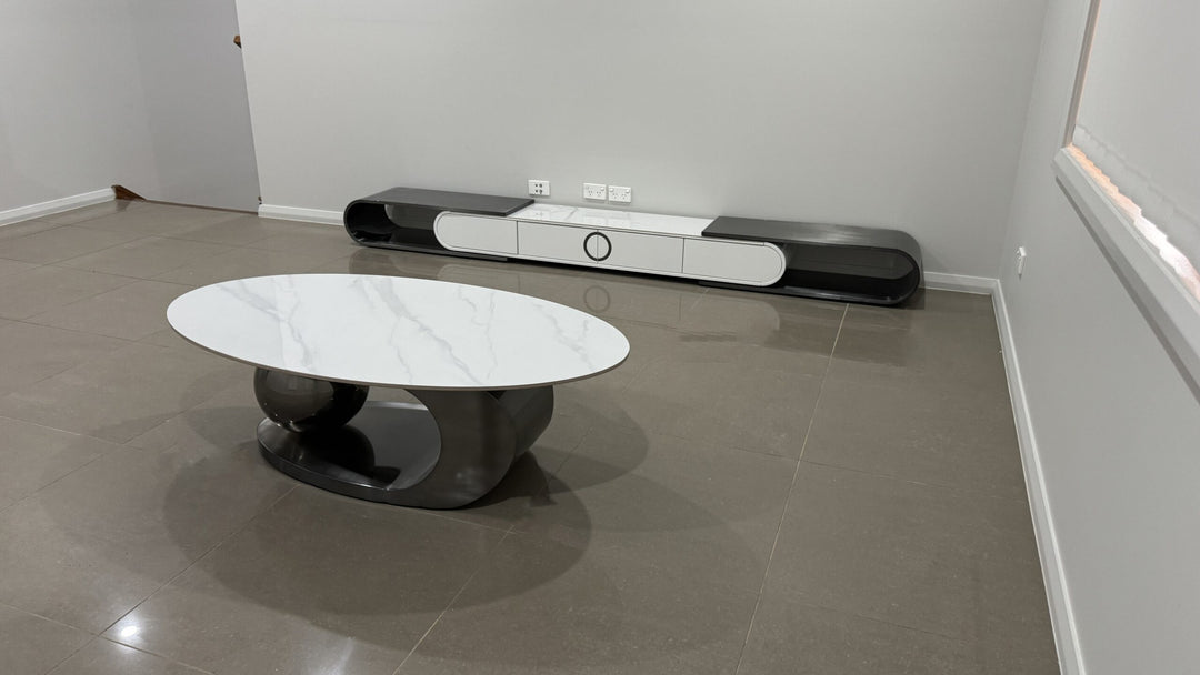 Belinda Metallic Grey TV Unit and Coffee Table Set