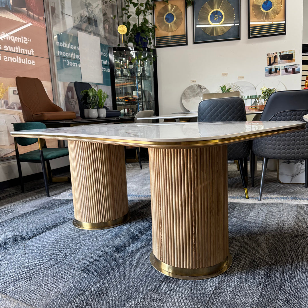 Arcadia Luxury Dining Table Light Oak Base