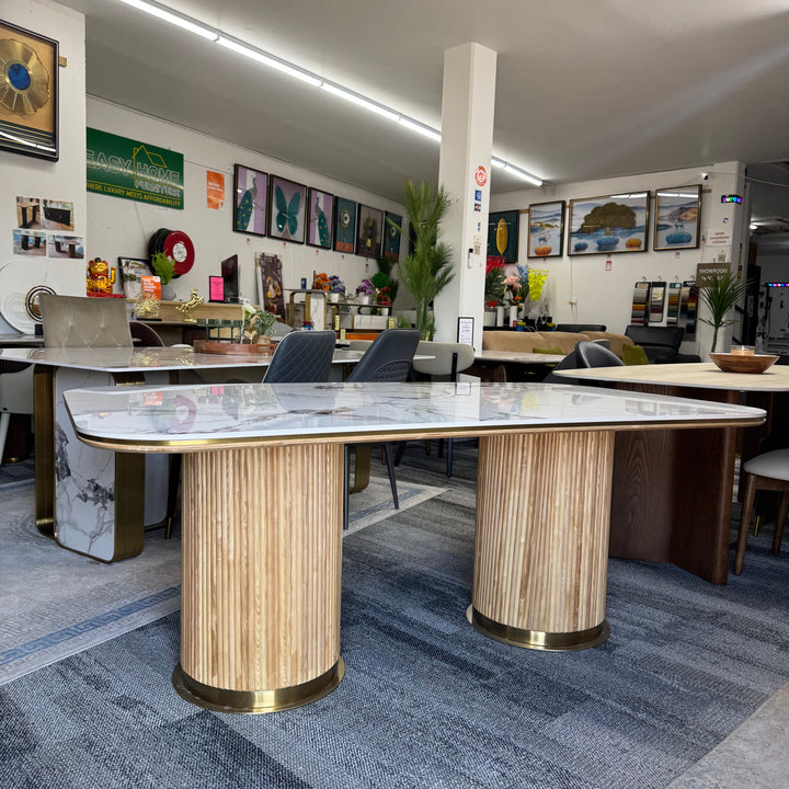 Arcadia Luxury Dining Table Light Oak Base