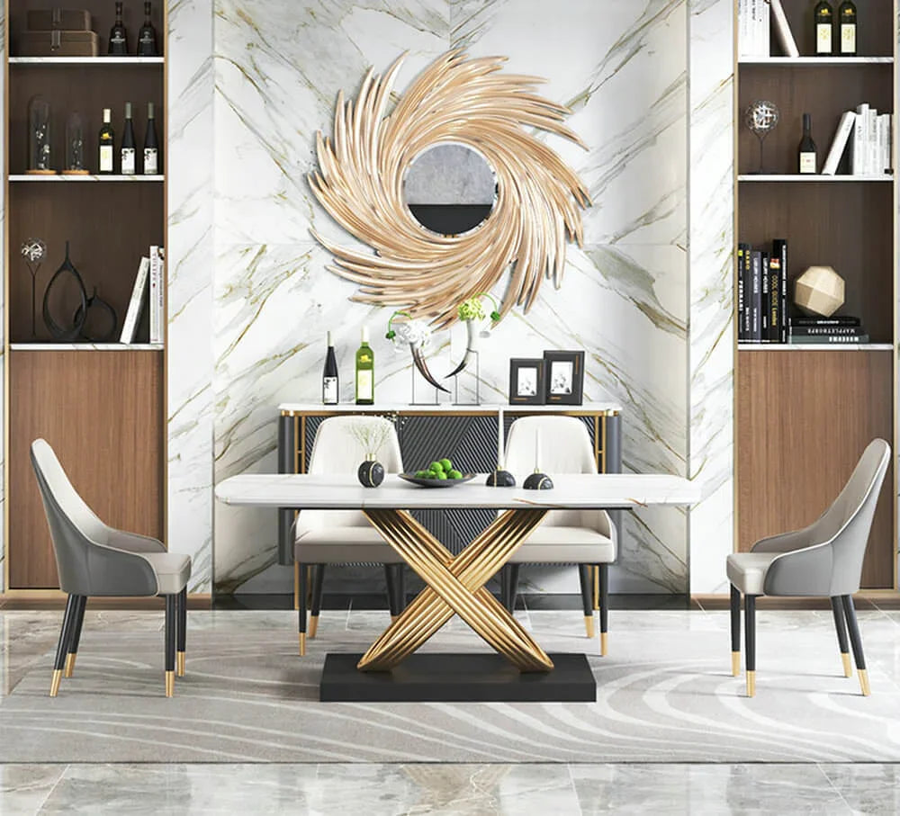 Mana Sintered Stone Dining Table with Gold Base - DLB Furniture