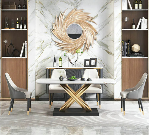 Mana Sintered Stone Dining Table with Gold Base - DLB Furniture