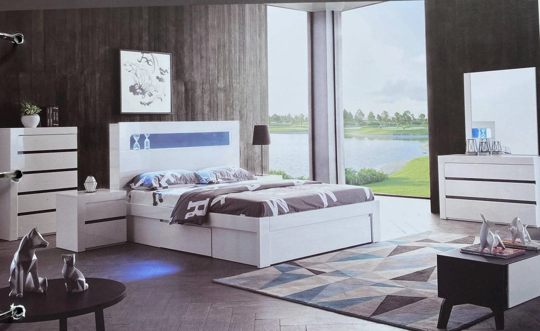 Apollo Glossy White Queen Bed - DLB Furniture