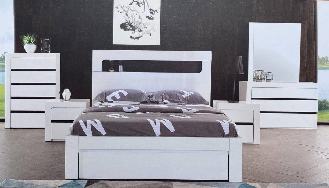 Apollo Glossy White Queen Bed - DLB Furniture