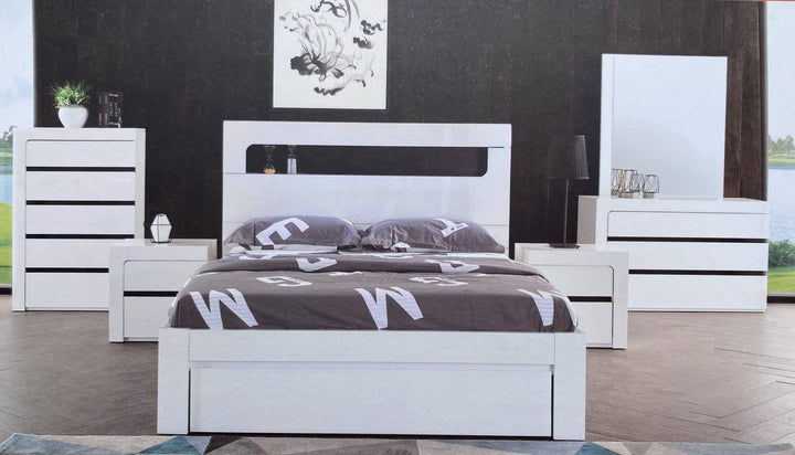 Apollo Glossy White Queen Bed - DLB Furniture