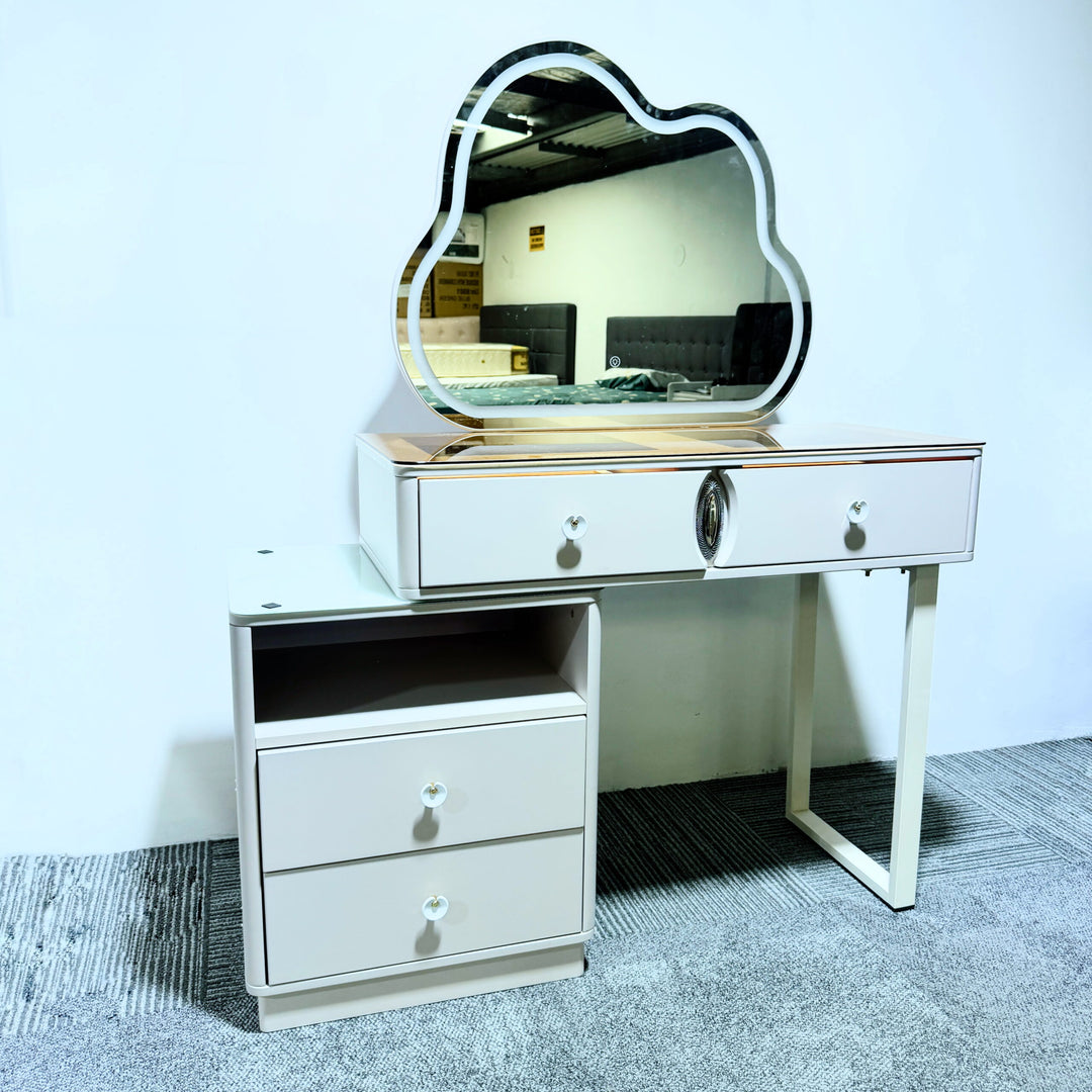 Elara Dresser with Mirror and Chair Grey Colour