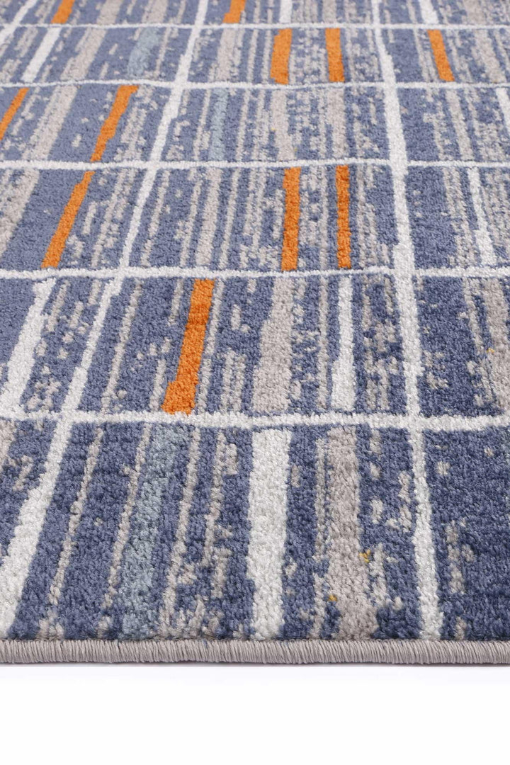 Inca Talca Blue & Orange Contemporary Rug - DLB Furniture