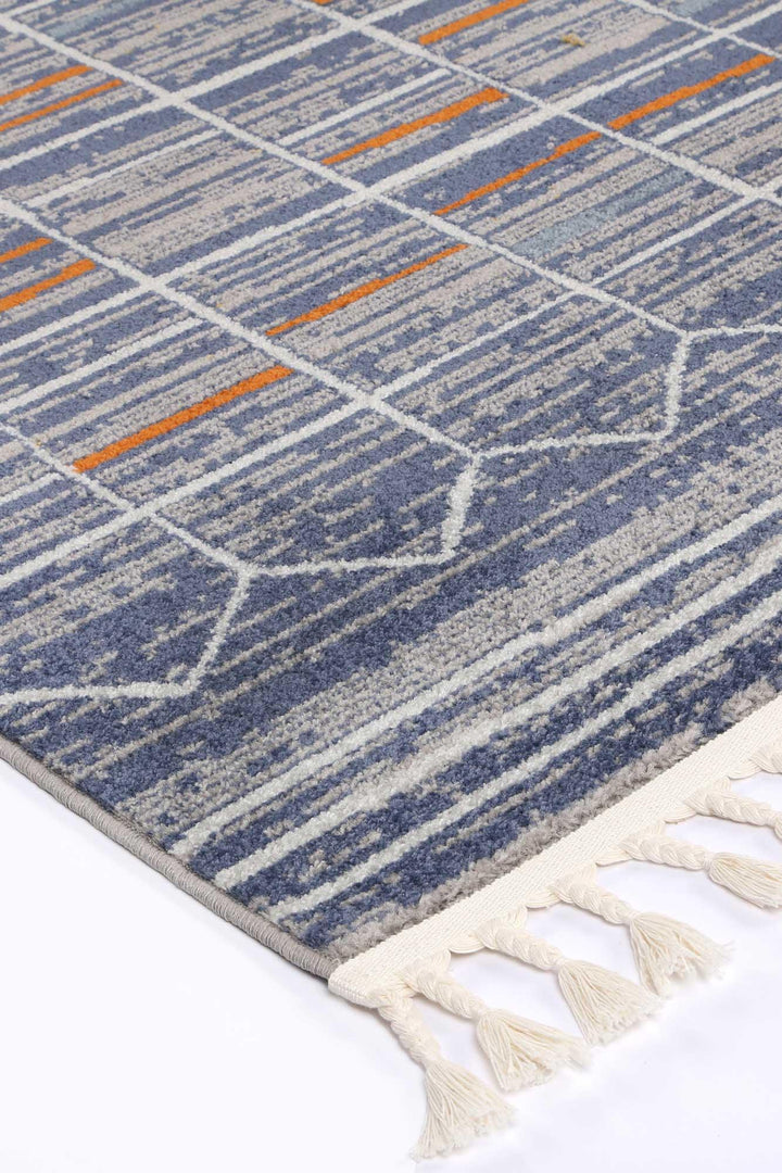Inca Talca Blue & Orange Contemporary Rug - DLB Furniture