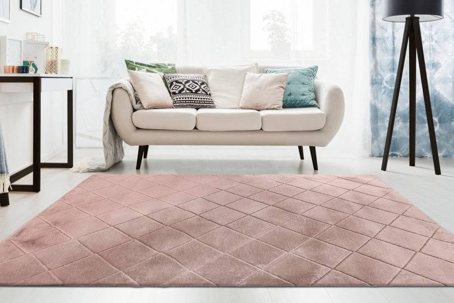 Impulse 600 Powder Pink Very Soft Fluffy Diamond Rug – DLB Furniture