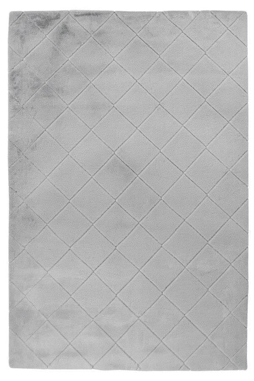 Impulse 600 Silver Very Soft Fluffy Diamond Rug - DLB Furniture
