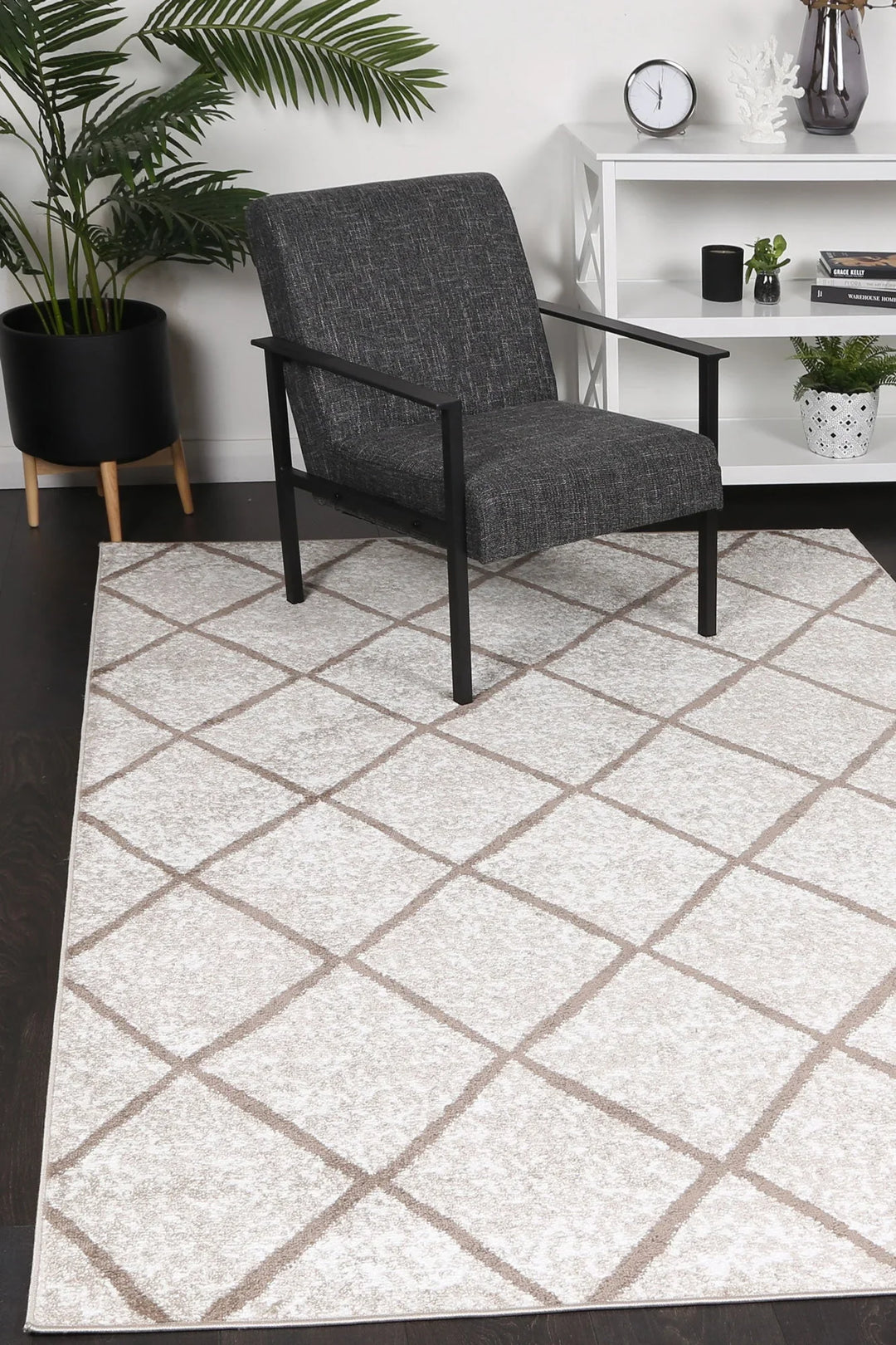 Kimberley Trellis Latte Contemporary Rug - DLB Furniture