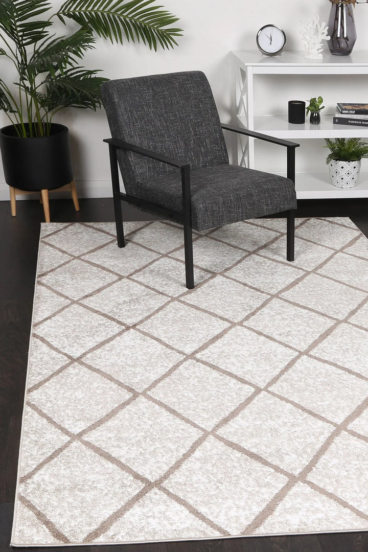 Kimberley Trellis Latte Contemporary Rug - DLB Furniture