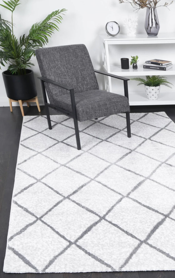 Kimberley Trellis Silver Contemporary Rug - DLB Furniture
