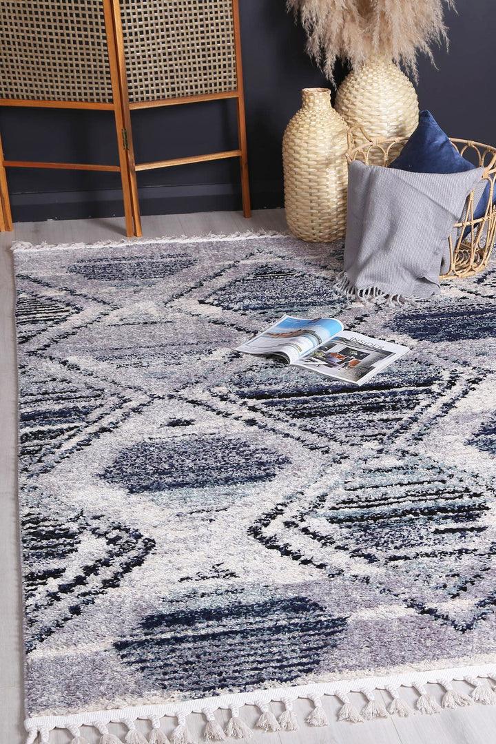 Mansour Diamond Blue Geometric Rug - 4BLUE - DLB Furniture