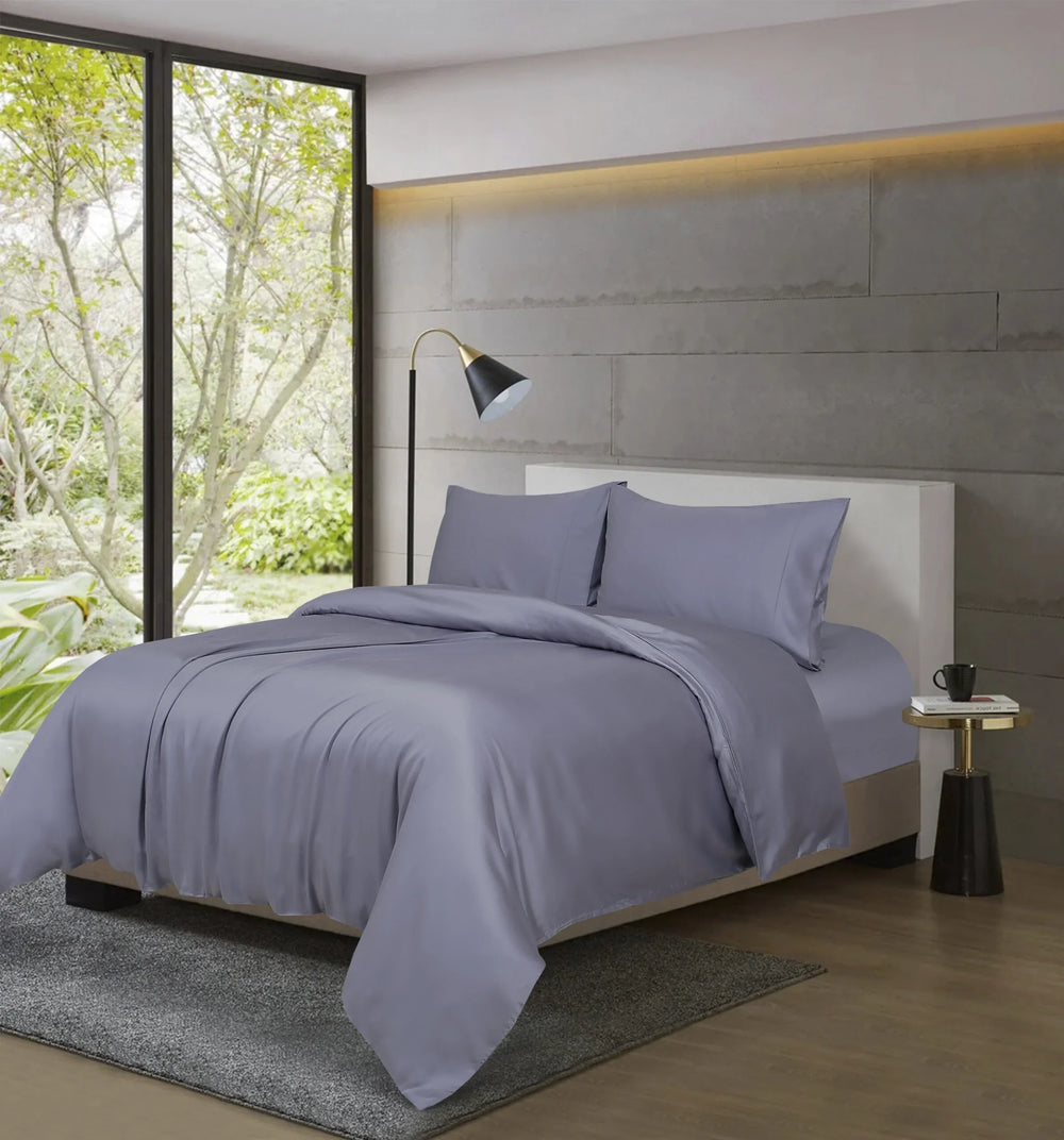 100% Tencel Fabric Quilt Cover Set Grey - DLB Furniture