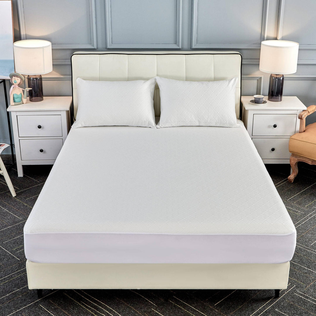 Waterproof Mattress Protector Tencel Fabric White Single - DLB Furniture