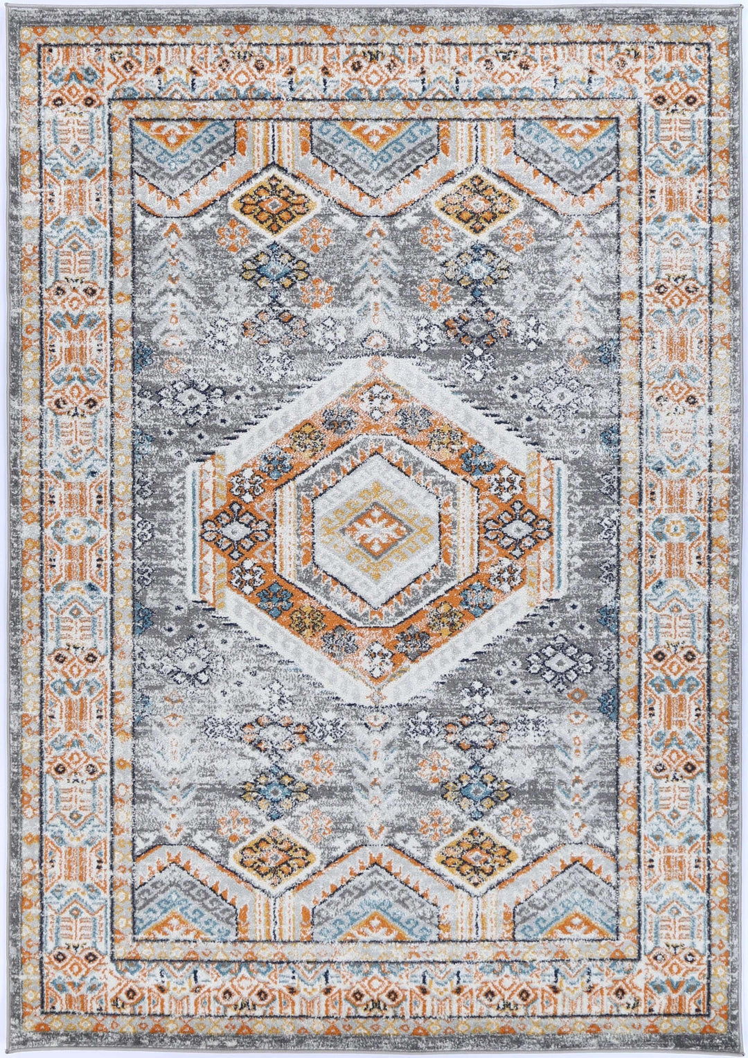 Provence Interlocking Grey & Terracotta Rug - DLB Furniture