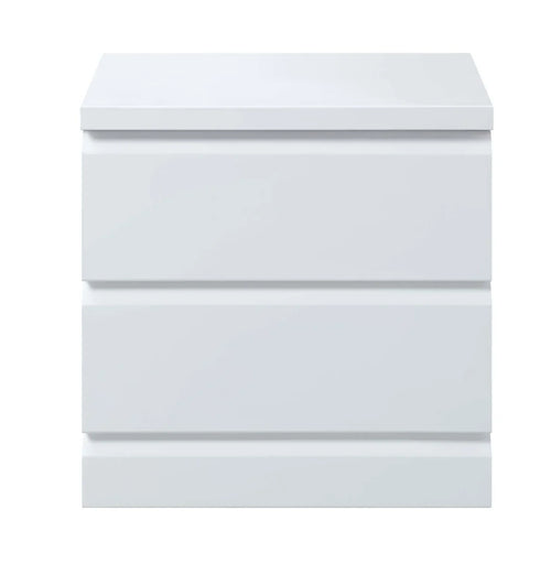 Polo Gloss White Bed Side Table 2 Drawer - DLB Furniture