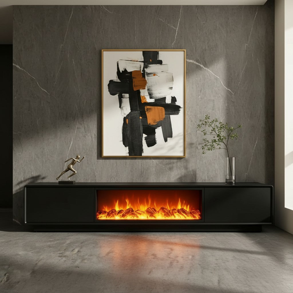 Noir Ember 200cm Fireplace TV Unit