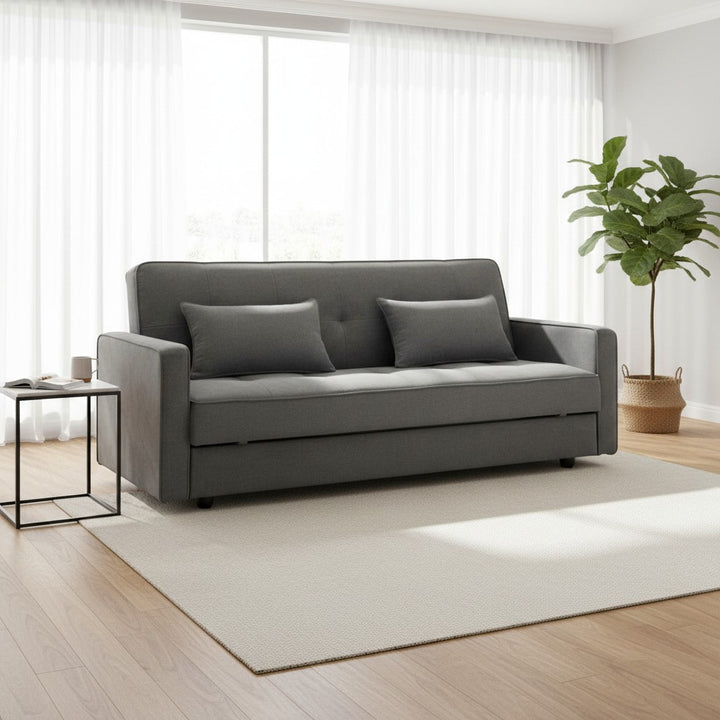 Junny 3 Seater Sofa Bed with Extra Middle Storage - Dark Grey