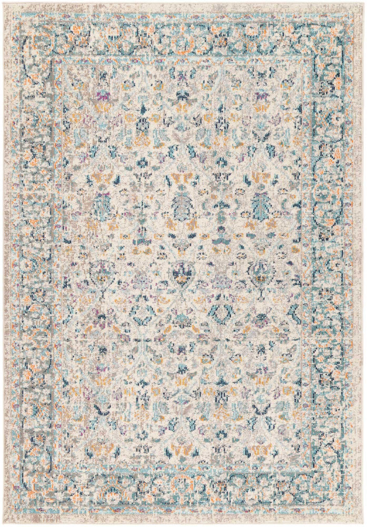 Tulin Paisley Cream & Blue Transitional Rug - DLB Furniture