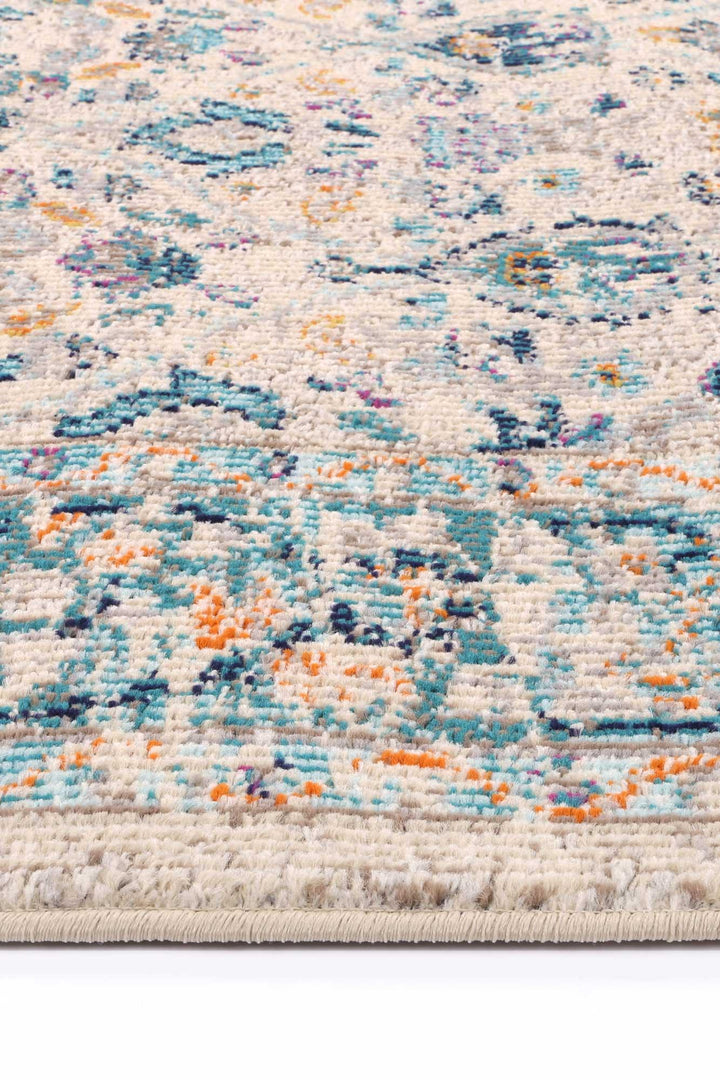 Tulin Paisley Cream & Blue Transitional Rug - DLB Furniture