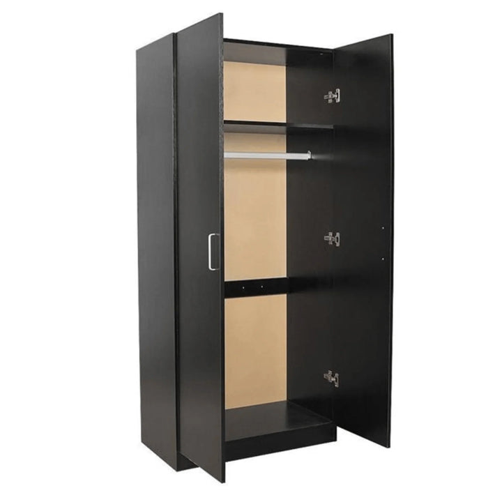 Beli 2 Door Hanging Black Wardrobe - DLB Furniture