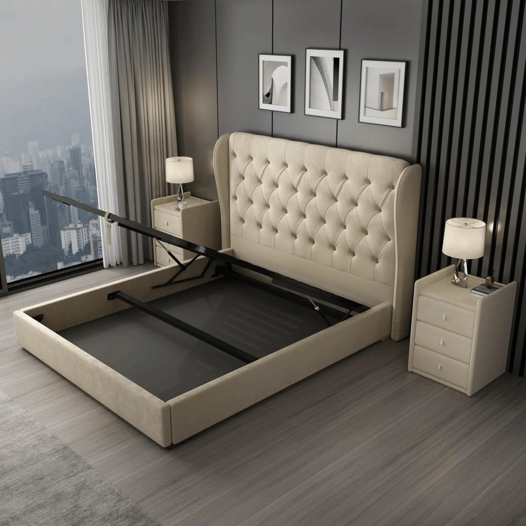 Liberty Beige Velvet King Bed Frame - DLB Furniture