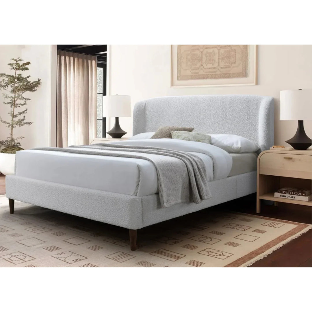 Wool Fabric Queen Bed Frame - DLB Furniture