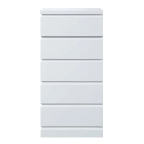 Polo Gloss White Slim Tall Boy 5 Drawer - DLB Furniture