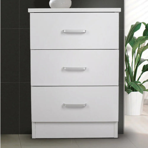 Beli 3 Drawers Bedside Table - White - DLB Furniture