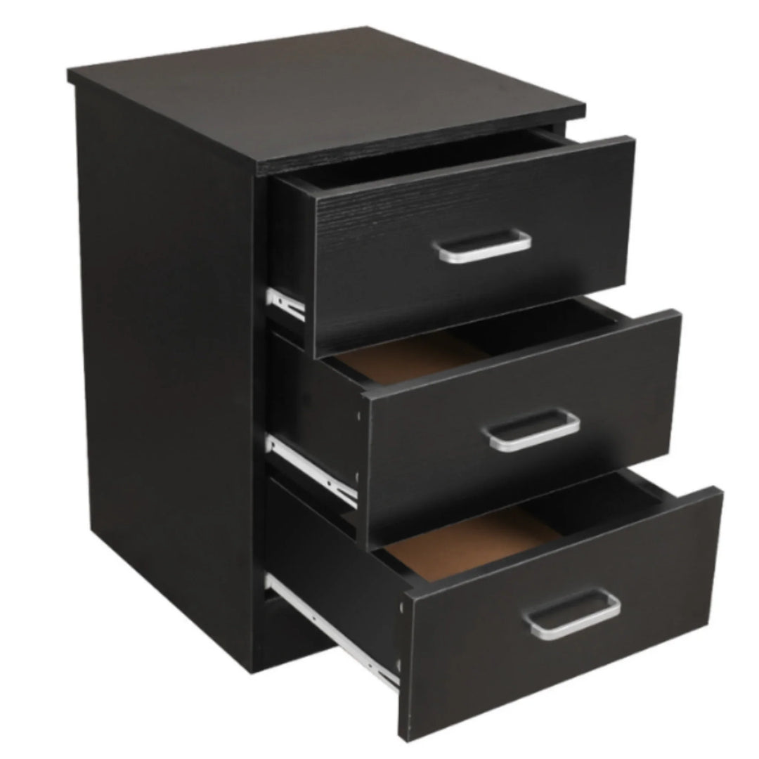 Beli 3 Drawers Bedside Table - Black - DLB Furniture