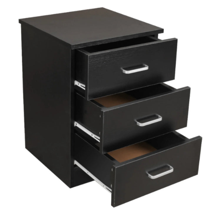 Beli 3 Drawers Bedside Table - Black - DLB Furniture