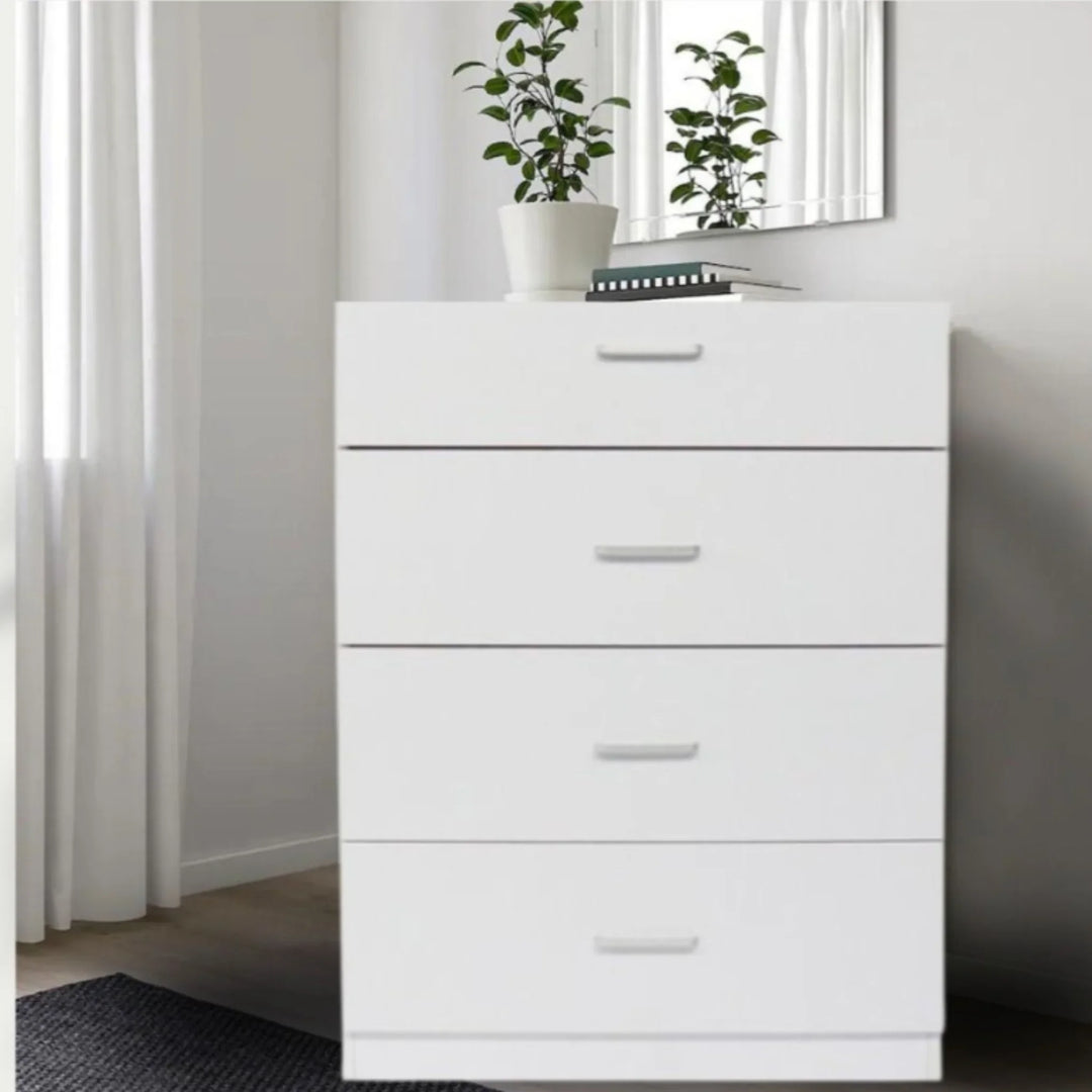 Bali 4 Drawers Tall Boy - White - DLB Furniture