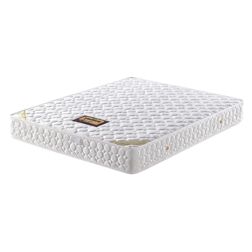 White quilted mattress with textured surface, displayed on plain background