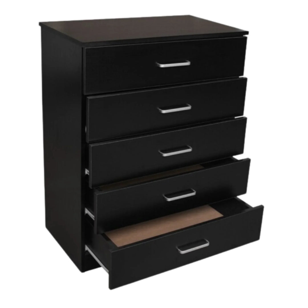 Beli 5 Drawers Tallboy - Black - DLB Furniture