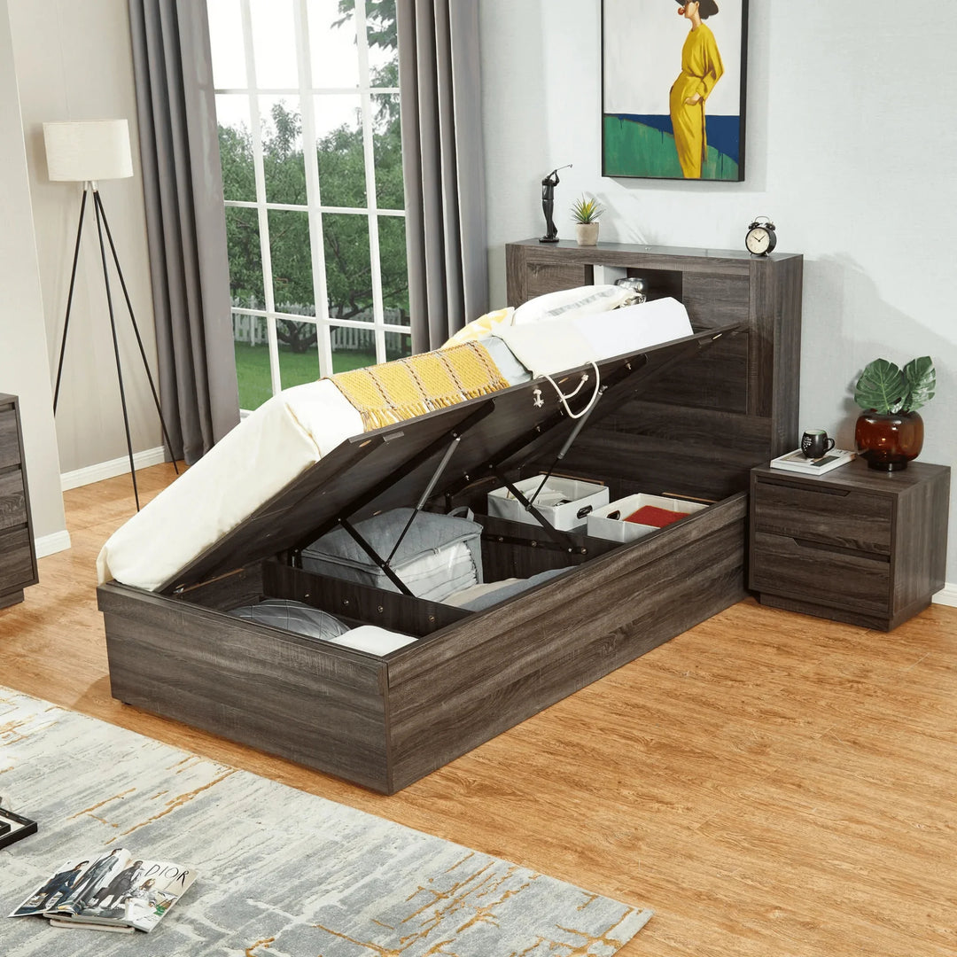 Boston King Single Bed Frame Charcoal - DLB Furniture