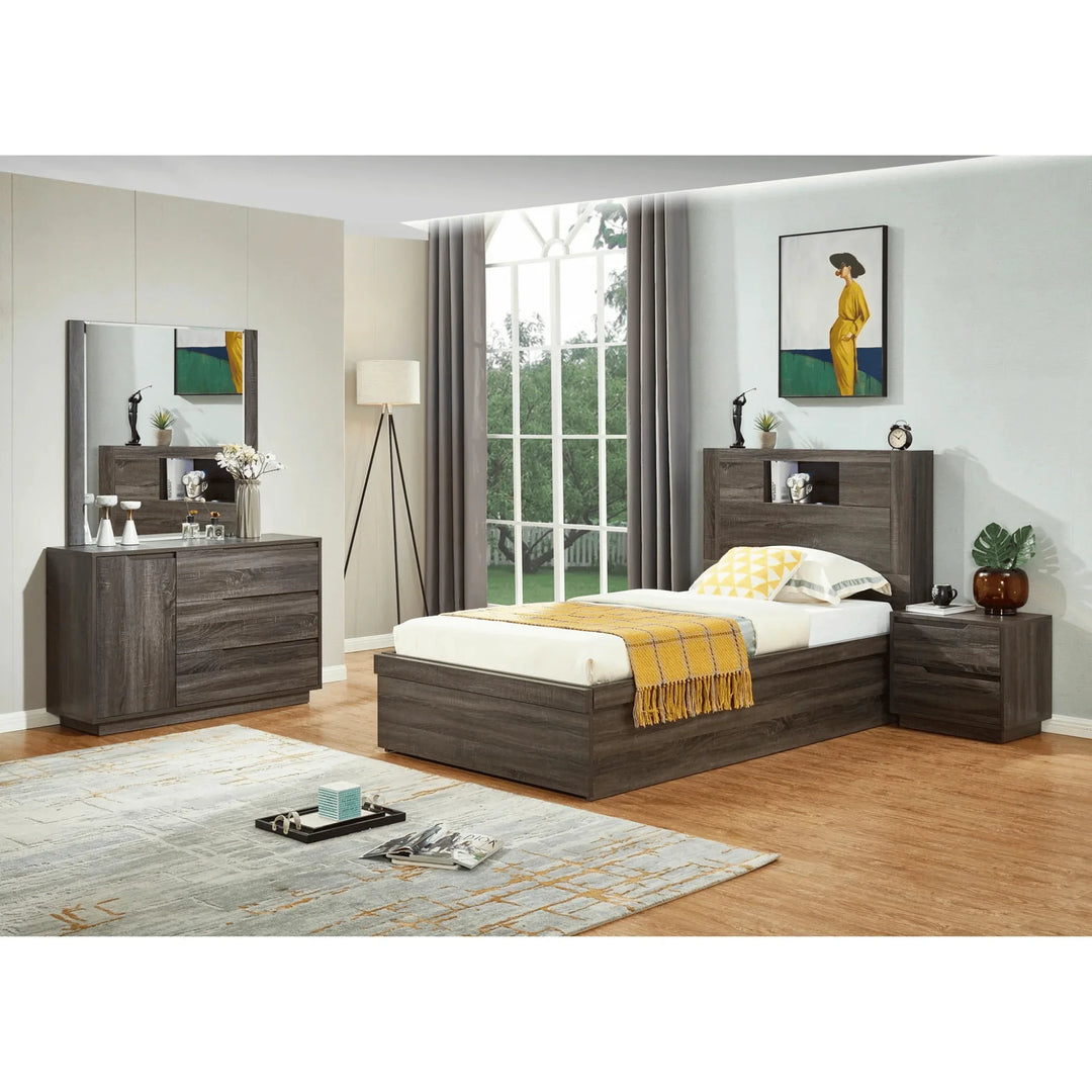 Boston King Single Bed Frame Charcoal - DLB Furniture